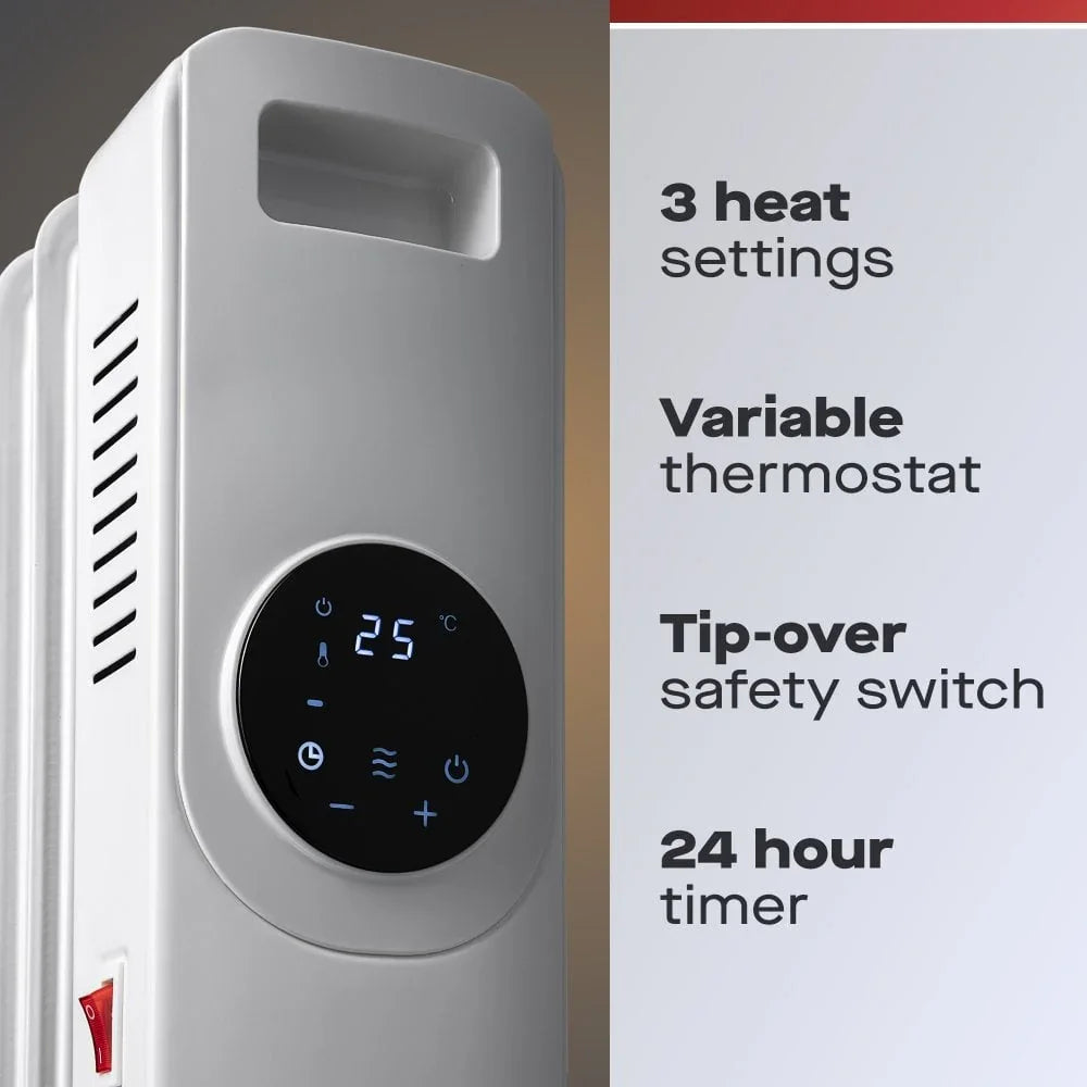 Daewoo 1500W Oil Filled Radiator with LED Display & Remote Control