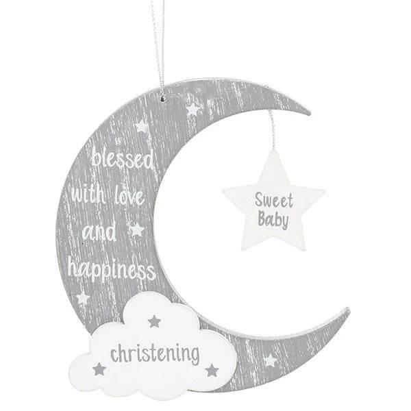 Moonlight Hanging Plaque Christening - Cloud Nine Stores