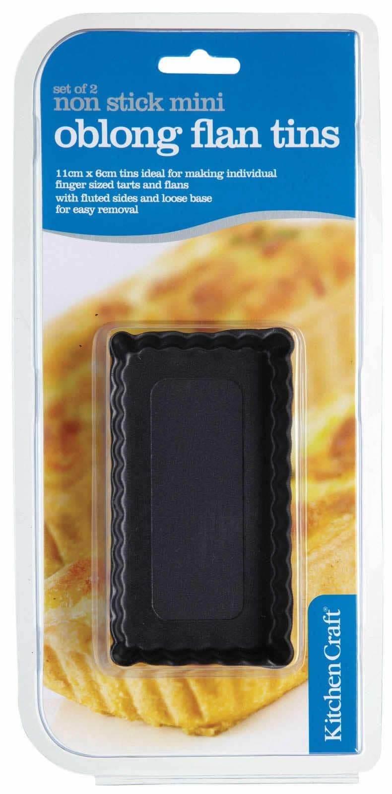 KitchenCraft Mini Fluted Oblong Tart Tins x2 - Cloud Nine Stores