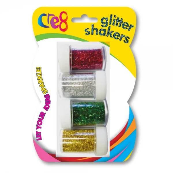 Cre8 Glitter Shakers (Red/Green/Gold/Silver) 4pk - Cloud Nine Stores
