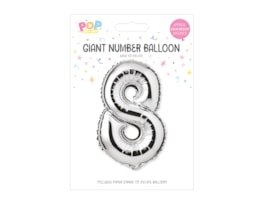 Silver Foil Number Balloon 65cm, 0-9 - Cloud Nine Stores
