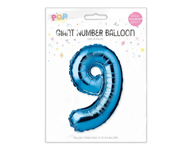 Blue Foil Number Balloon 65cm - Cloud Nine Stores