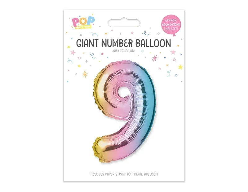 Multicoloured Foil Number Balloon 65cm - Cloud Nine Stores Cloud Nine Stores