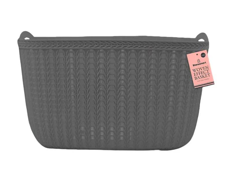 Plastic Woven Basket Large - Grey 13.6L - Cloud Nine Stores