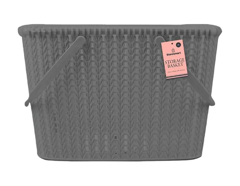 Plastic Woven Effect Basket With Handles 8L - Cloud Nine Stores