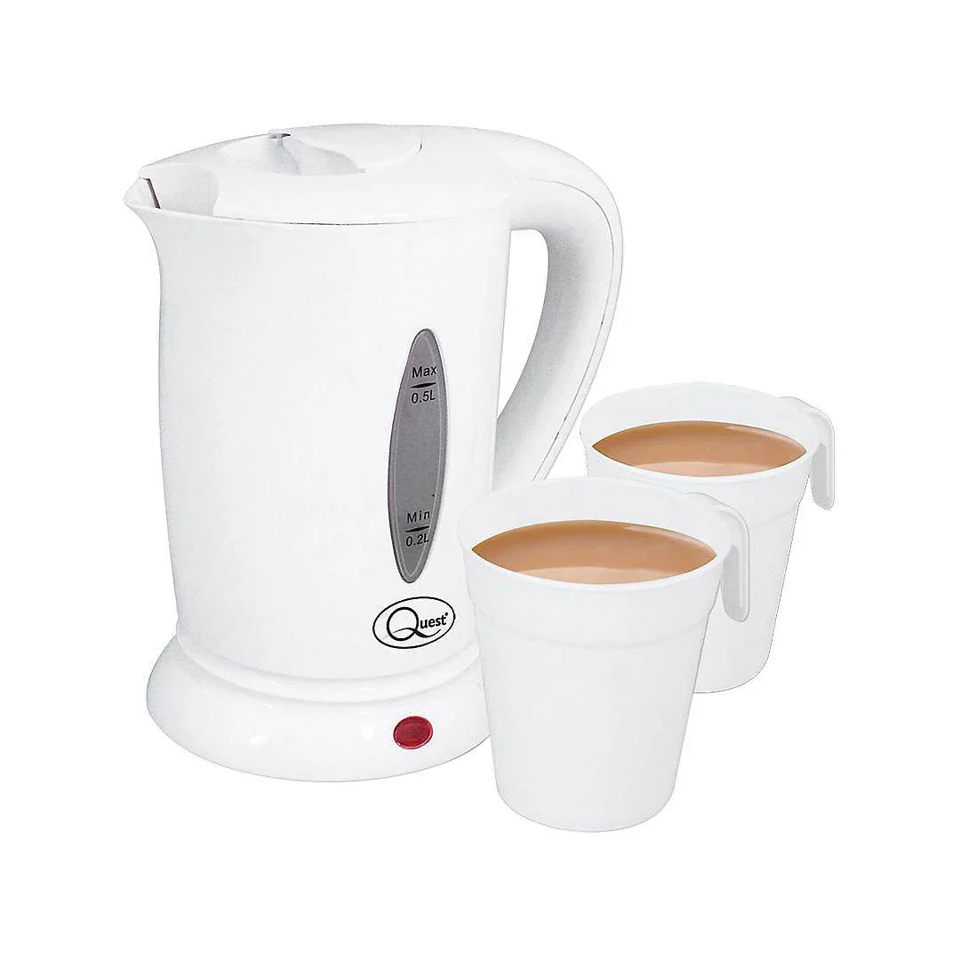 Quest 35440 0.5 Litre Compact Electric Travel Kettle / 600 W / White - Cloud Nine Stores