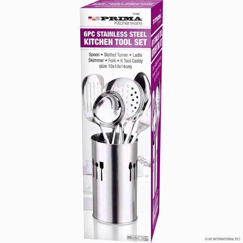 PRIMA UTENSIL SET WITH CADDY STAINLESS STEEL 6PCS - Cloud Nine Stores Cloud Nine Stores