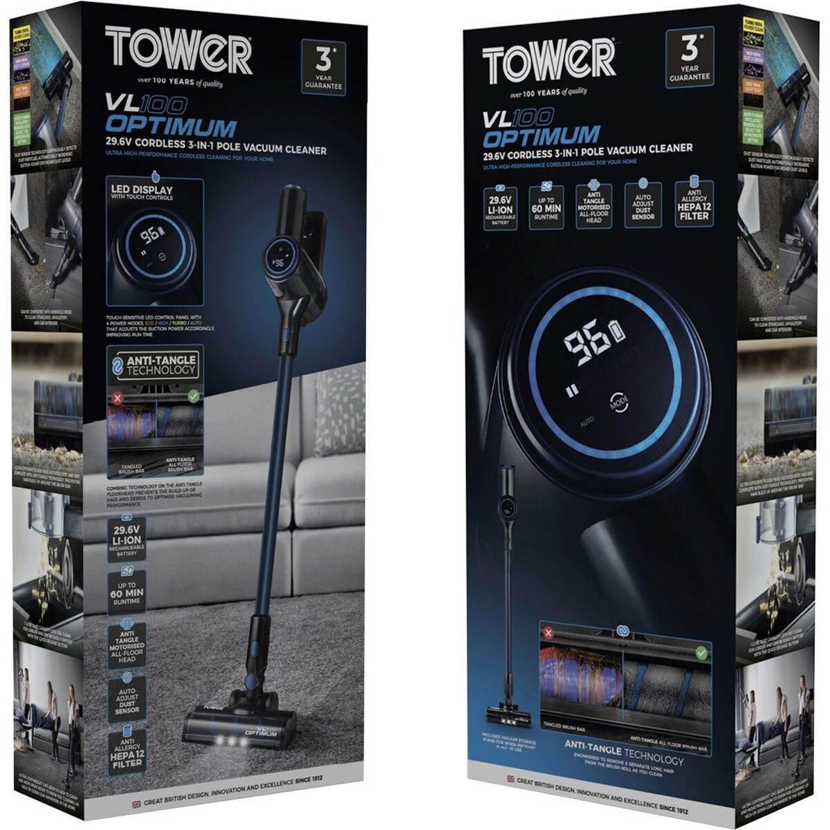 Tower VL100 Optimum Anti Tangle Cordless 3-IN-1 Vacuum Cleaner - Cloud Nine Stores