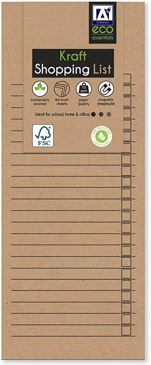 Magnetic Shopping List Eco Kraft Notepad 80 Sheets Note Pad - Cloud Nine Stores
