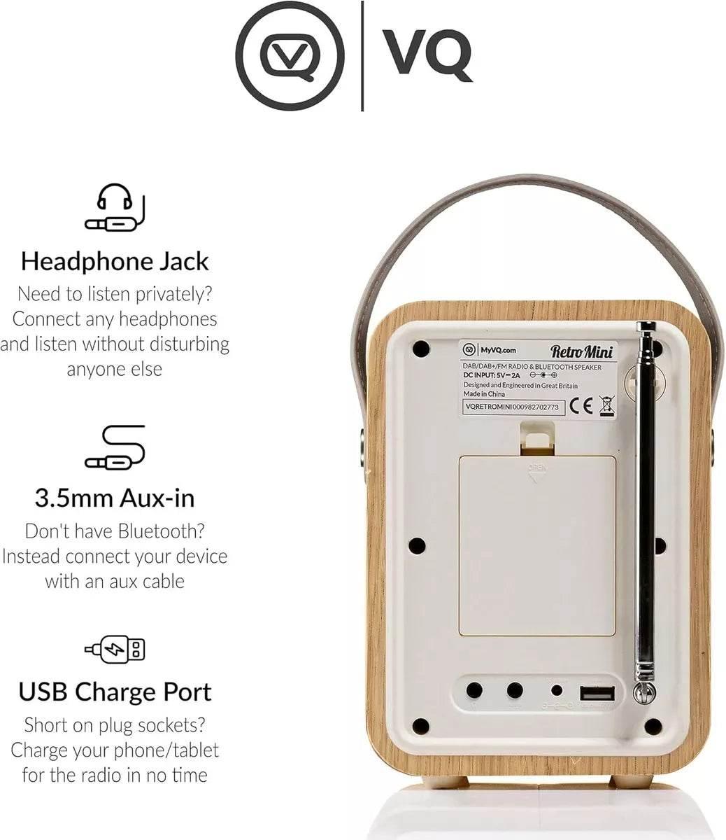 VQ Oak 'Retro Mini' DAB/DAB+ Digital & FM Radio with Bluetooth - Cloud Nine Stores