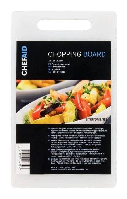 Chef Aid Poly Chopping Board, White, 15.5 x 25.5 x 0.9 cm - Cloud Nine Stores