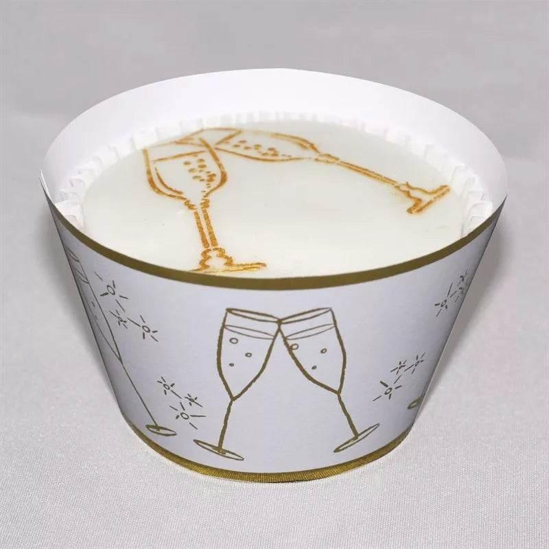 Culpitt White Golden Champagne Glass Cupcake Wraps - Pack of 12 - Cloud Nine Stores