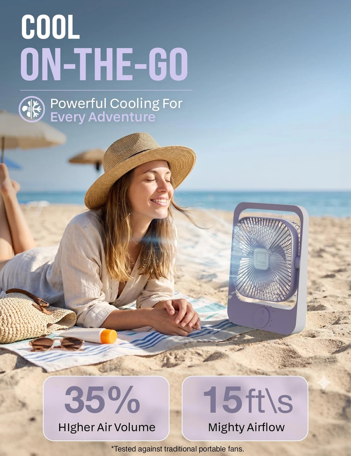 Knight AirFlex USB Rechargeable Portable Fan 3000mAh Battery Cloud Nine Stores