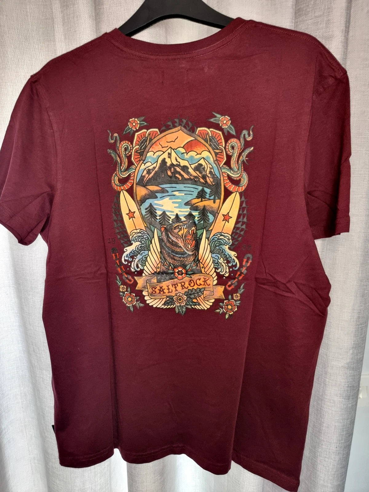 Saltrock Burgundy Tattoo Bear Graphic T-shirt Cloud Nine Stores