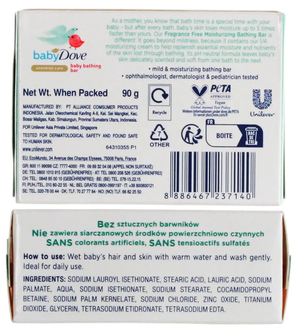 DOVE BABY 90G BATHING BAR FRAGRANCE FREE Cloud Nine Stores