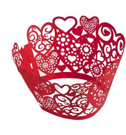 Culpitt Red Hearts Cupcake Wraps - Pack of 12 - Cloud Nine Stores