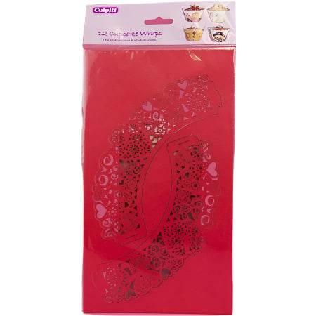 Culpitt Red Hearts Cupcake Wraps - Pack of 12 - Cloud Nine Stores