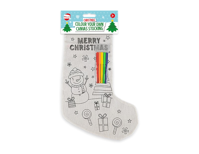 Christmas Colour Your Own Canvas Stocking - Cloud Nine Stores