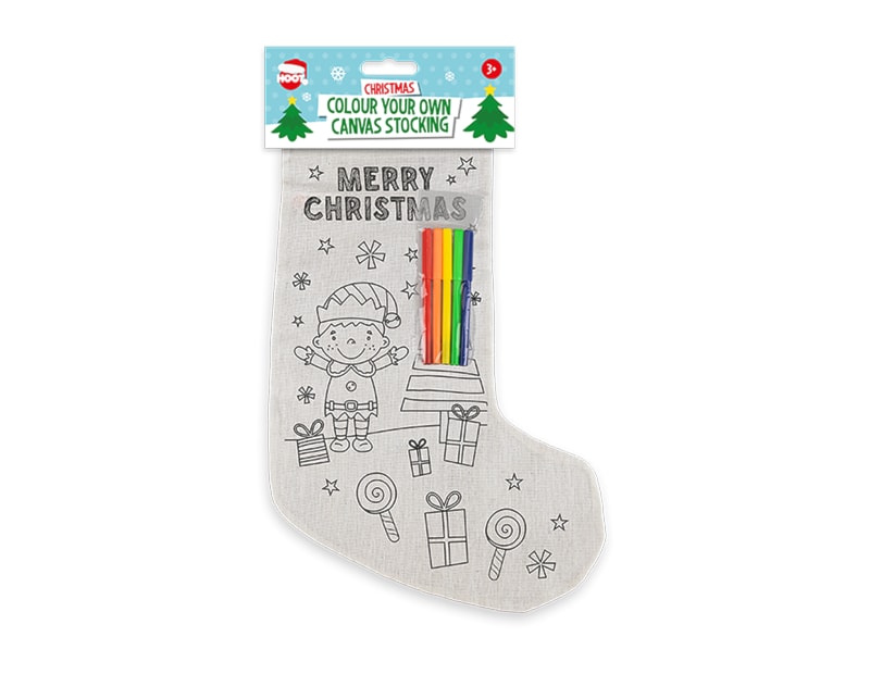 Christmas Colour Your Own Canvas Stocking - Cloud Nine Stores