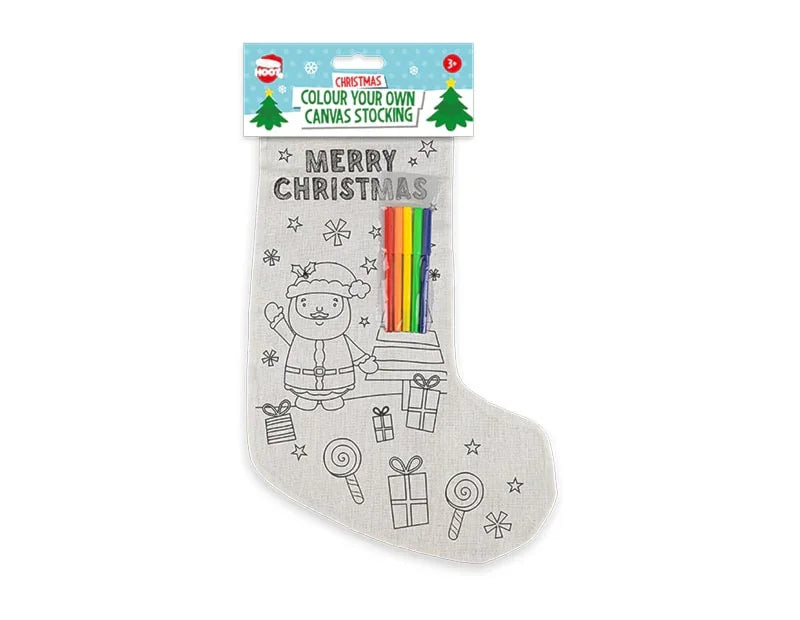 Christmas Colour Your Own Canvas Stocking - Cloud Nine Stores