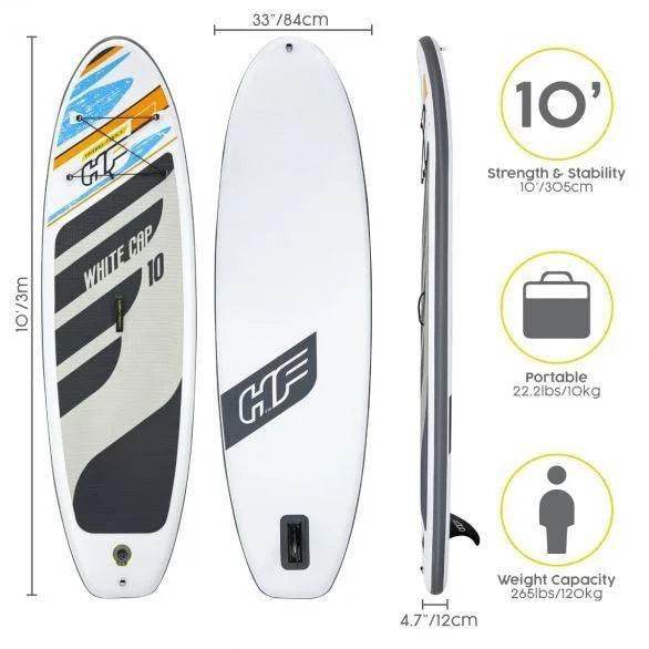 10ft Hydro‑Force Paddle Board White Cap SUP Set - Cloud Nine Stores
