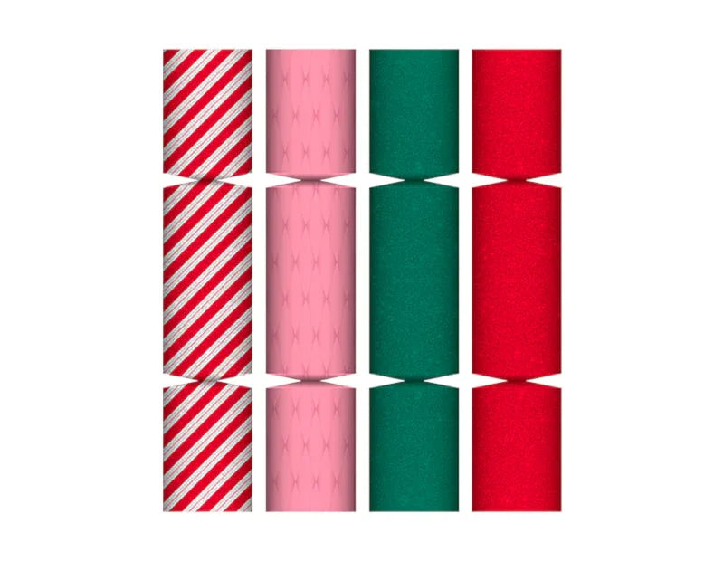 Candy Cane Glittered Luxury Crackers 14" 6pk - Cloud Nine Stores
