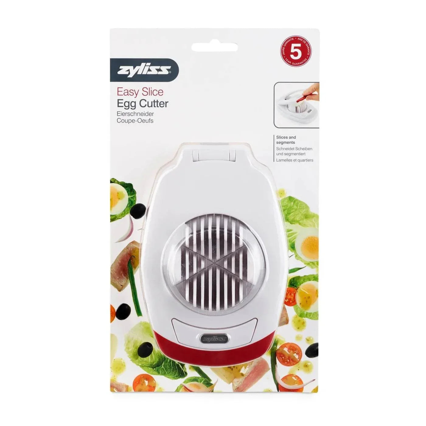 Zyliss Egg Cutter - Non Slip, Egg Slicer and Wedger with Built in Shell Piercer - Cloud Nine Stores