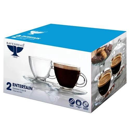 Ravenhead Entertain 80ml Set Of 2 Espresso Cup & Saucer - Cloud Nine Stores