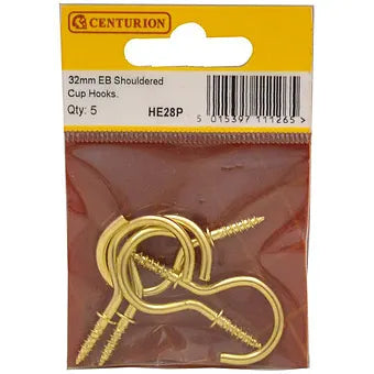 Centurion HE28P EB Shouldered Cup Hooks 32mm Pack Of 5
