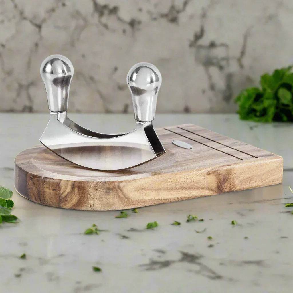 Natural Life Mezzaluna with Acacia Cutting Board - Cloud Nine Stores