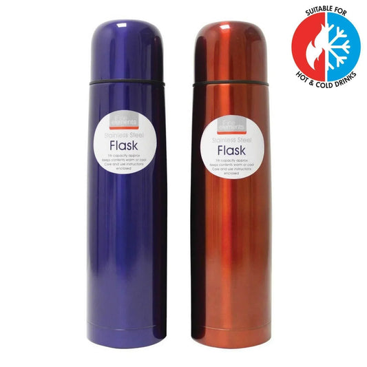 Fine Elements Stainless Steel Flask (1L) - Blue/Red - Cloud Nine Stores
