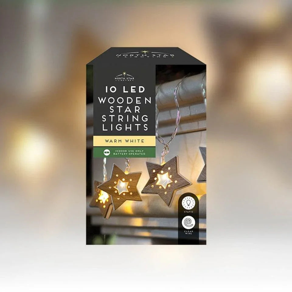 Wooden Star String Lights - Cloud Nine Stores