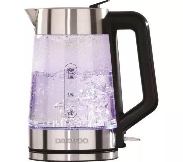 DAEWOO SDA2102 Easy Fill Glass Jug Kettle - Silver - Cloud Nine Stores