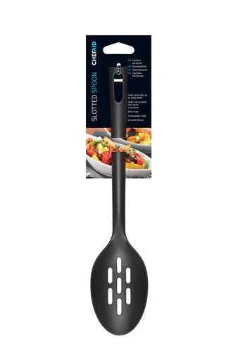 Chef Aid Black Slotted Spoon - Cloud Nine Stores
