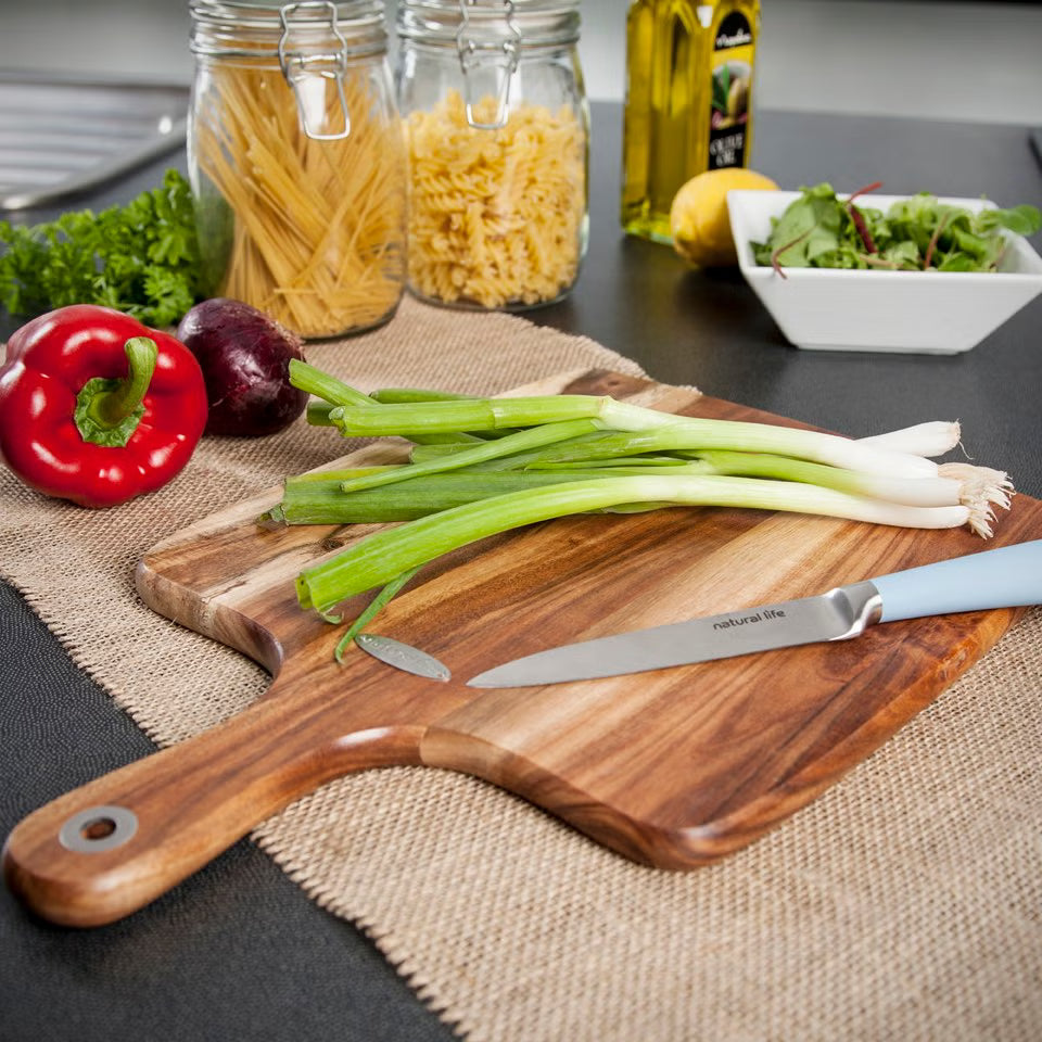 Natural Life Acacia Wood Cutting Board with Handle - Cloud Nine Stores