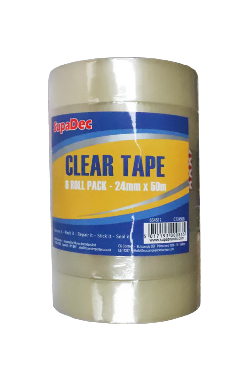 SupaDec Clear Tape Single Roll - 24mm x 50m Cloud Nine Stores