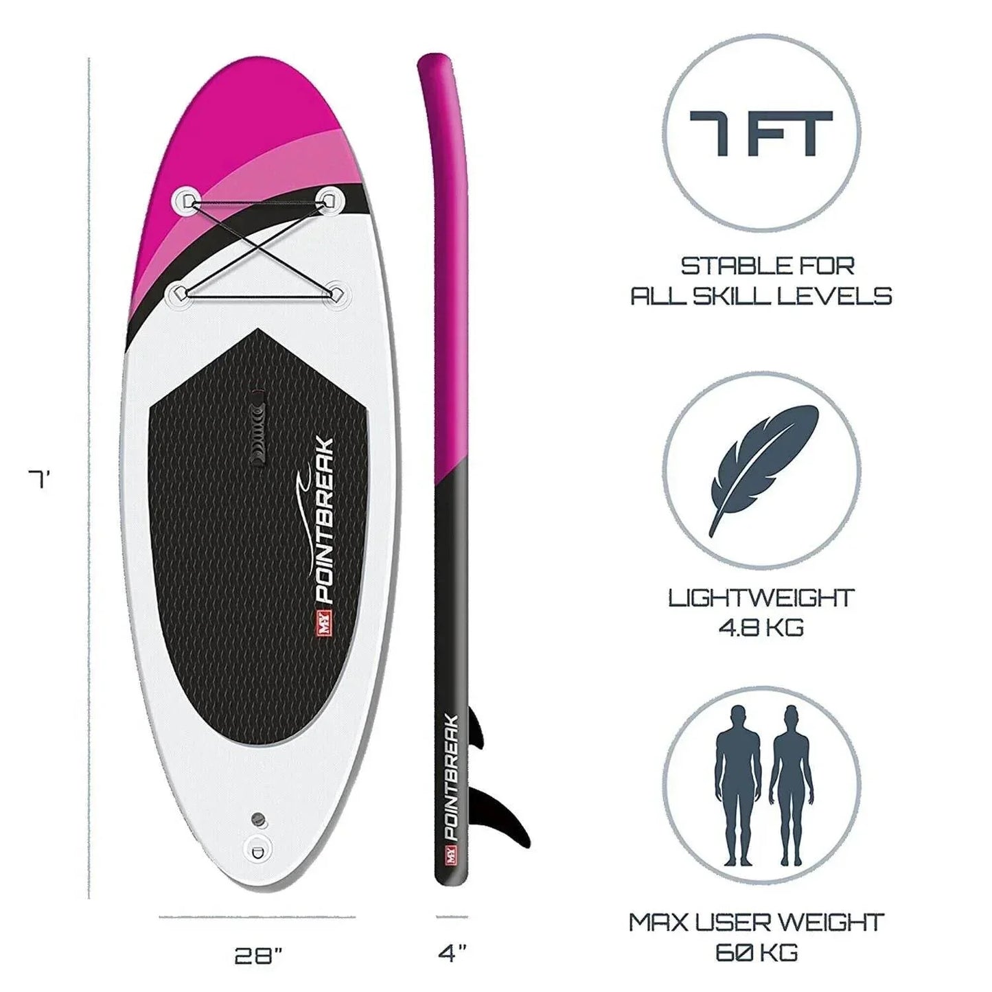 M.Y Stand Up Paddle Board Set 7' Pink - Cloud Nine Stores