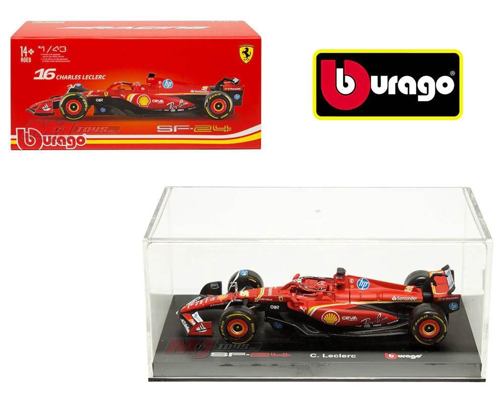 Ferrari F1 Team SF-24 2024 #16 Charles Leclerc – Acrylic Case with Driver in Car - Cloud Nine Stores