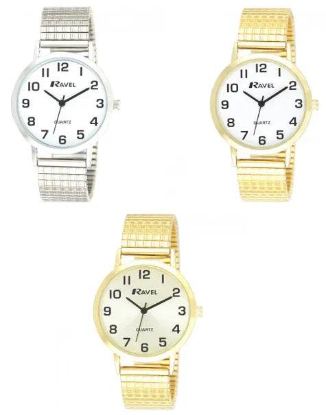 Ravel Mens Basic Classic Easy Read Expander Bracelet Watch R0201G - SILVER - Cloud Nine Stores