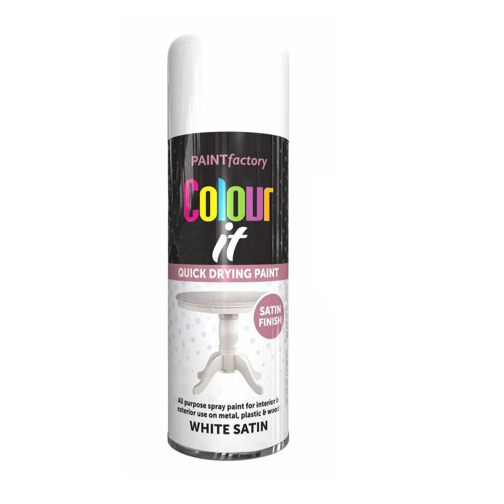 Paint Factory White Satin Spray Paint 400ml Cloud Nine Stores