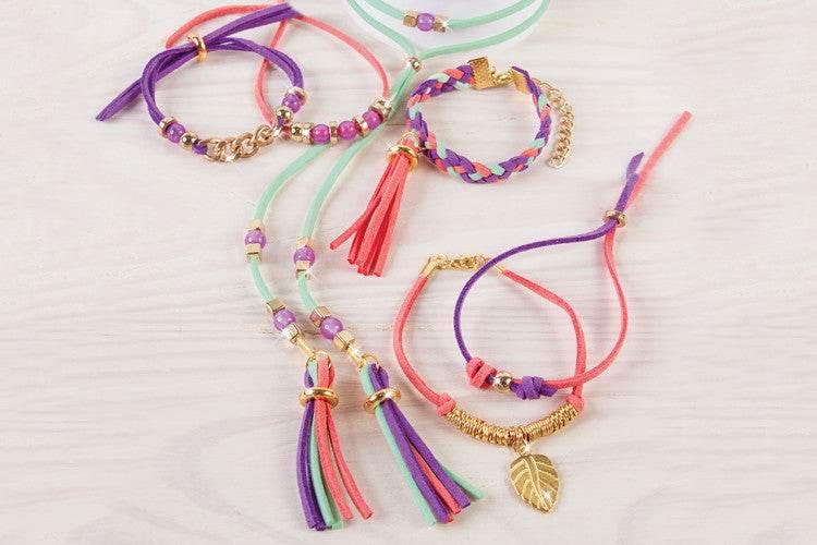 Make It Real Gold Link Suede Bracelets - Cloud Nine Stores