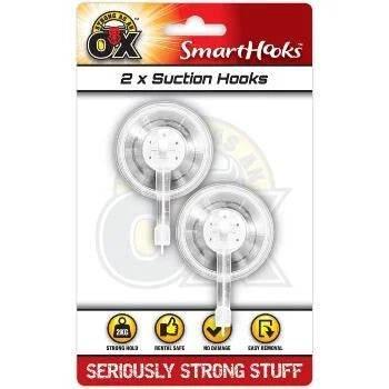 Strong as an Ox Clear Lever Suction Hooks, Pack of 2 - Cloud Nine Stores