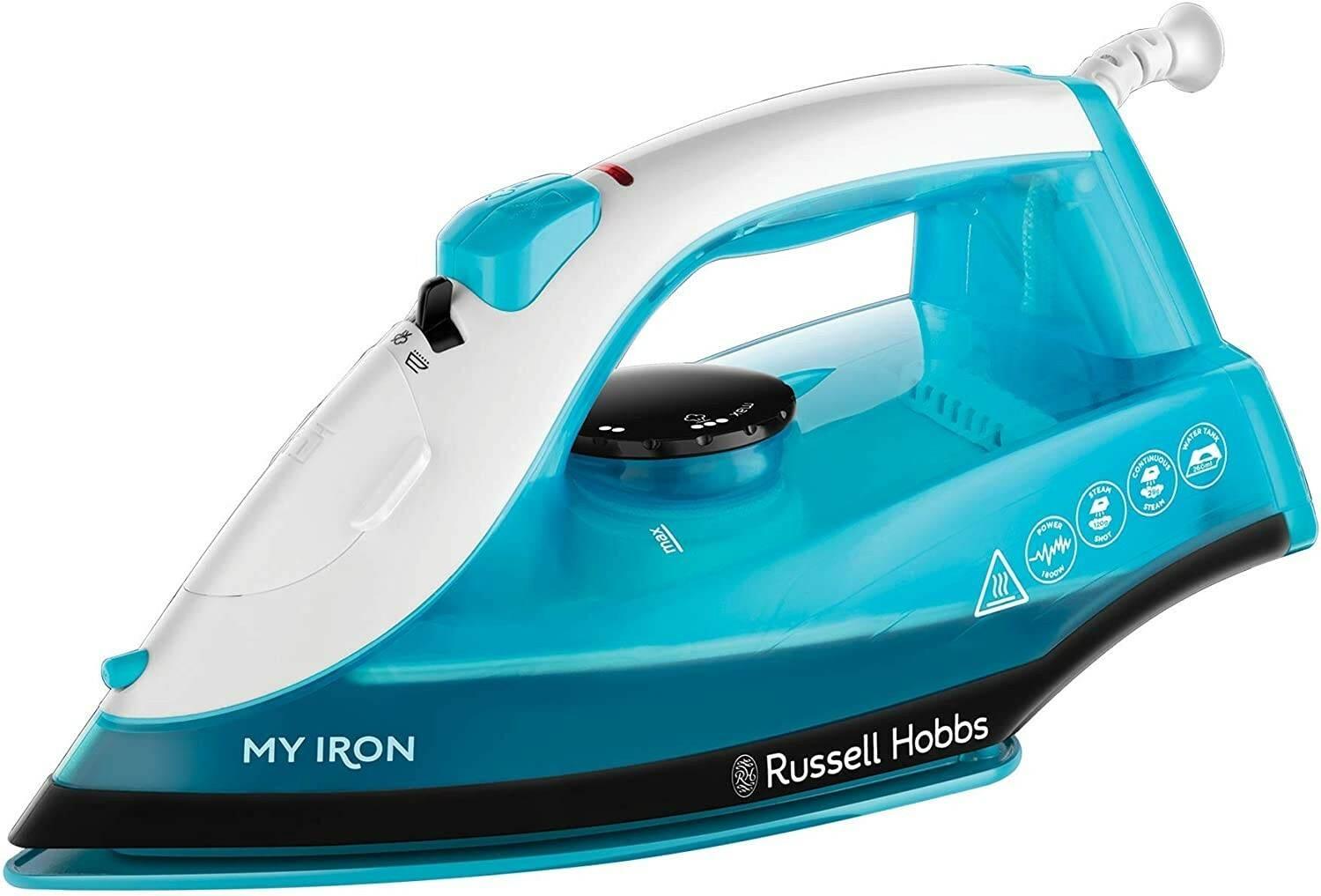 Russell Hobbs 25580 My Iron Steam Iron 1800W, 0.26L Water Tank - Blue and White - Cloud Nine Stores