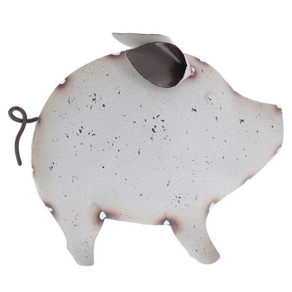 Shudehill Giftware Junkyard Pig Ornament - Grey, Taupe, Cream & Pink