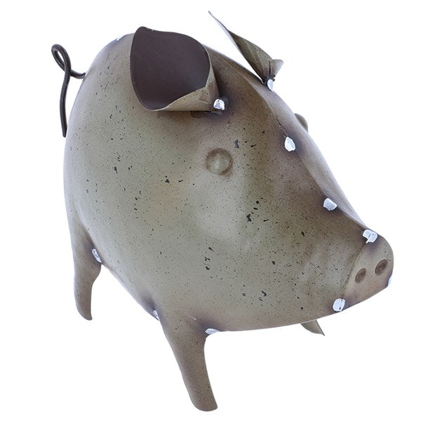 Shudehill Giftware Junkyard Pig Ornament - Grey, Taupe, Cream & Pink