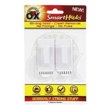 REMOVABLE HOOK WHITE SQUARE 2 PACK - Cloud Nine Stores