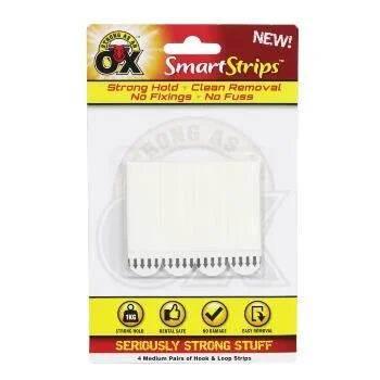 REMOVABLE HOOK+LOOP STRIPS 4 PACK MEDIUM - Cloud Nine Stores