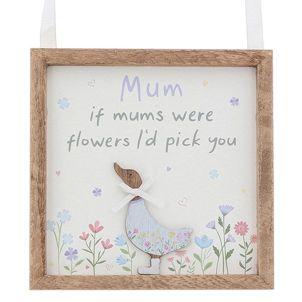Ditsy Ducks Hanging Square Plaque Mum