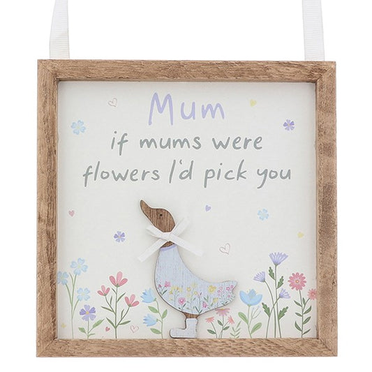 Ditsy Ducks Hanging Square Plaque Mum
