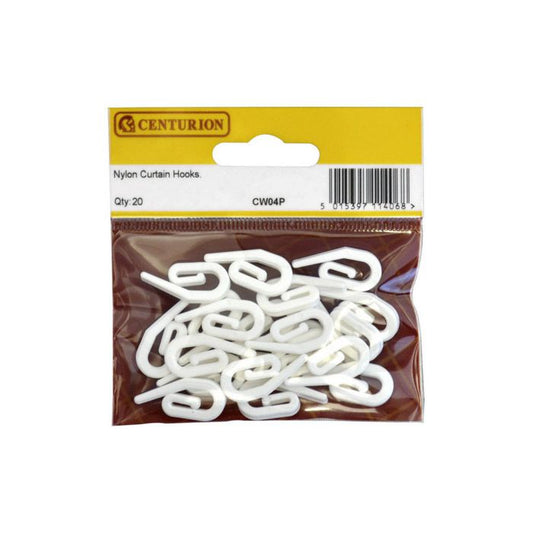 Nylon Curtain Hooks - White 20PK